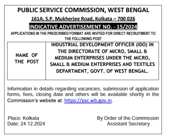 WBPSC-IDO-Recruitment-2024-25-Indicative-Notification